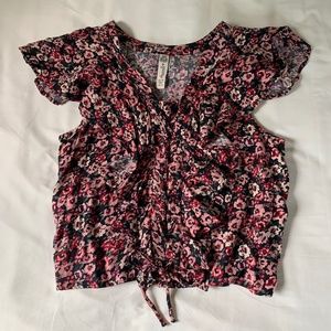 American Rag Ruffle Criss-Cross Blouse/Top